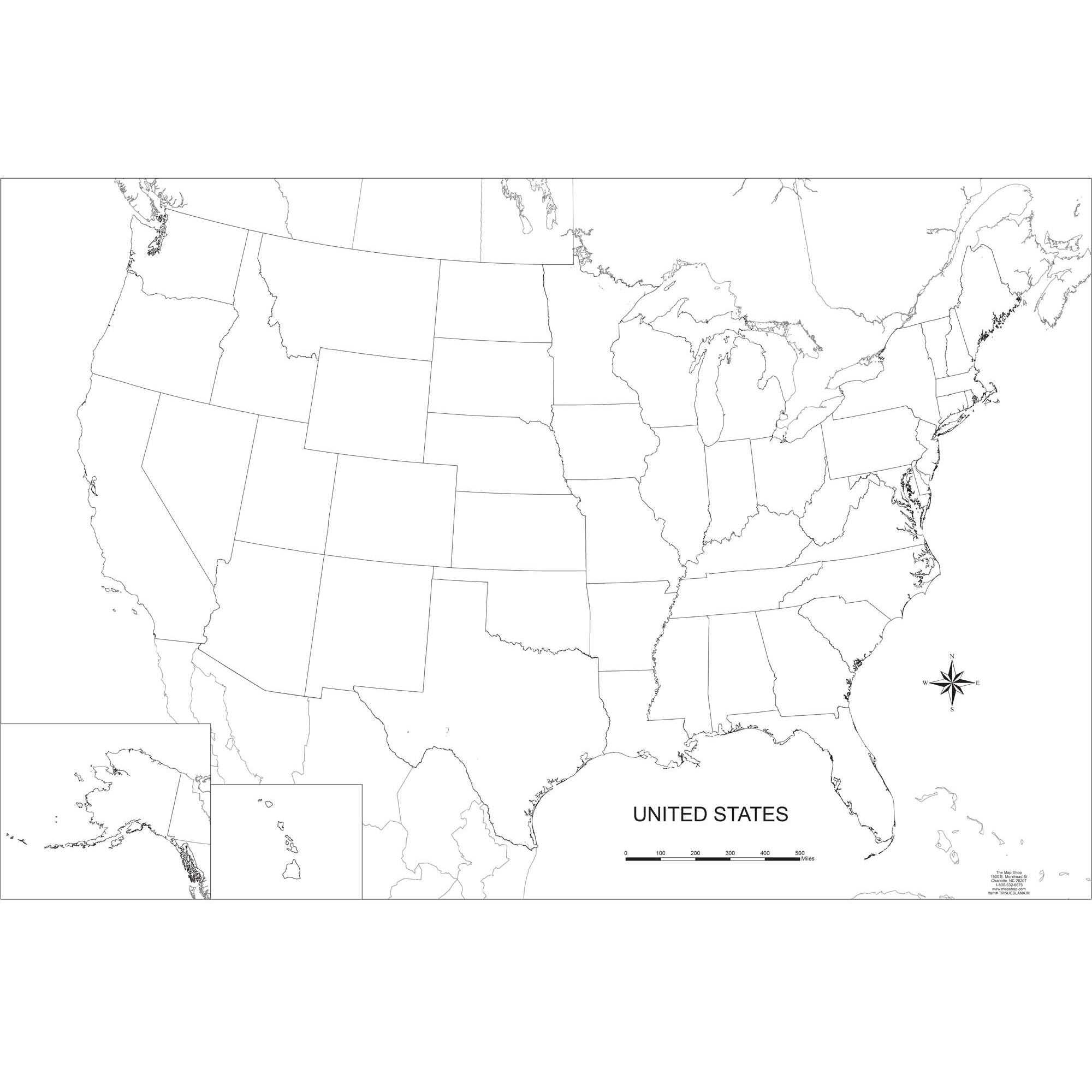 Blank United States Outline Wall Map Inside United States Map Template Blank