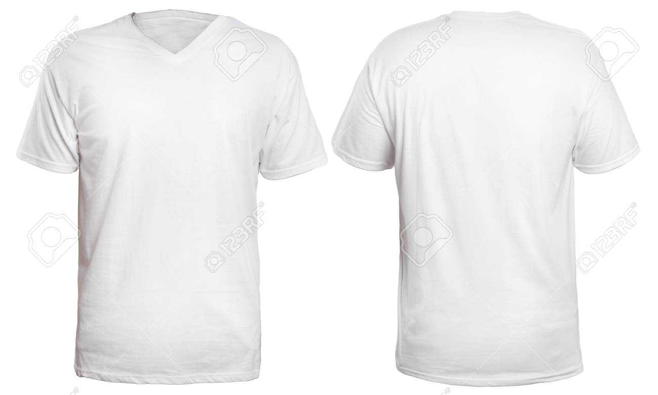 Blank V Neck Shirt Mock Up Template, Front And Back View, Isolated.. Throughout Blank V Neck T Shirt Template