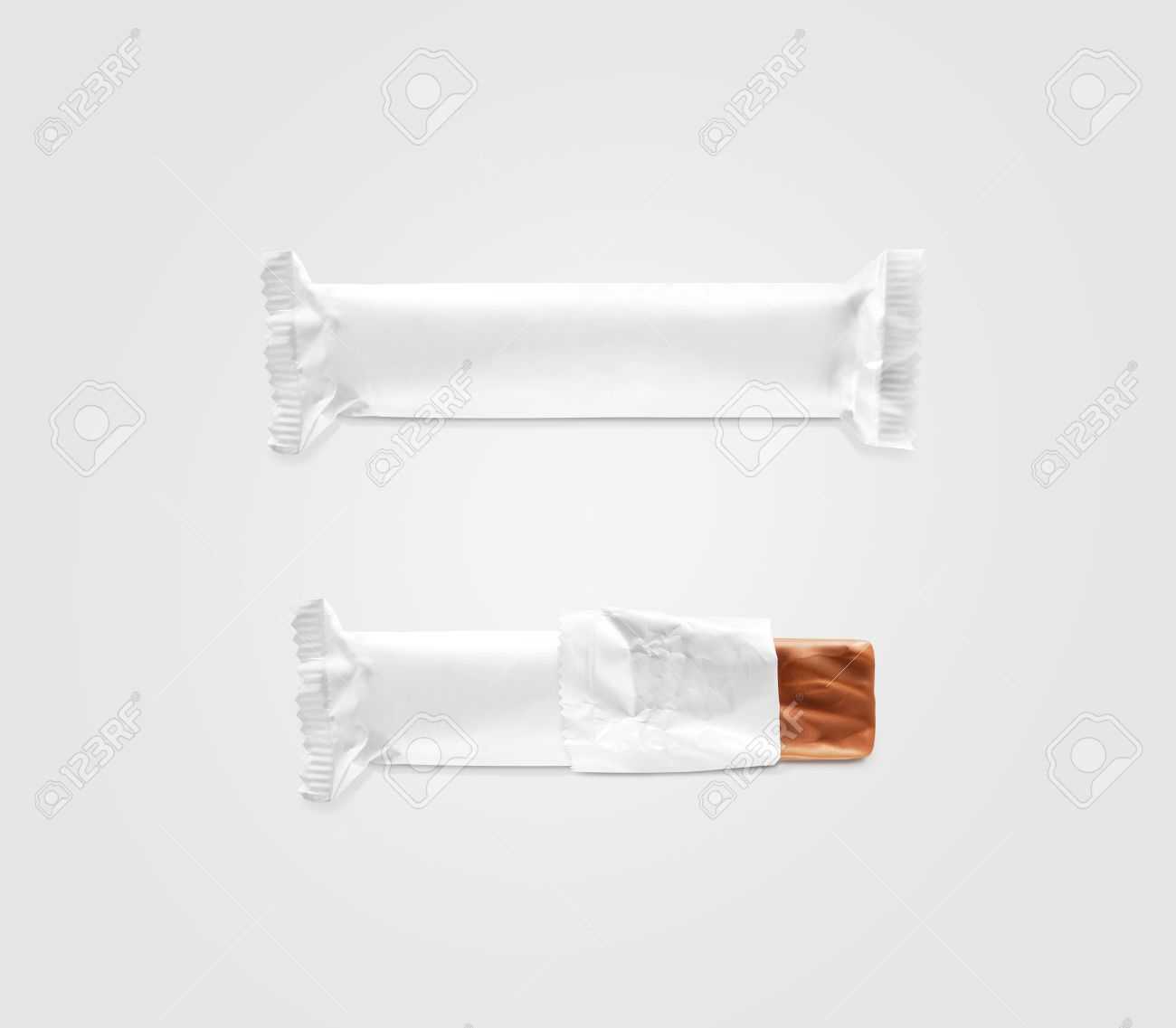 Blank White Candy Bar Plastic Wrap Mockup Isolated. Closed And.. Intended For Free Blank Candy Bar Wrapper Template