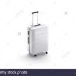 Blank White Suitcase With Handle Mockup Stand Isolated, 3D For Blank Suitcase Template