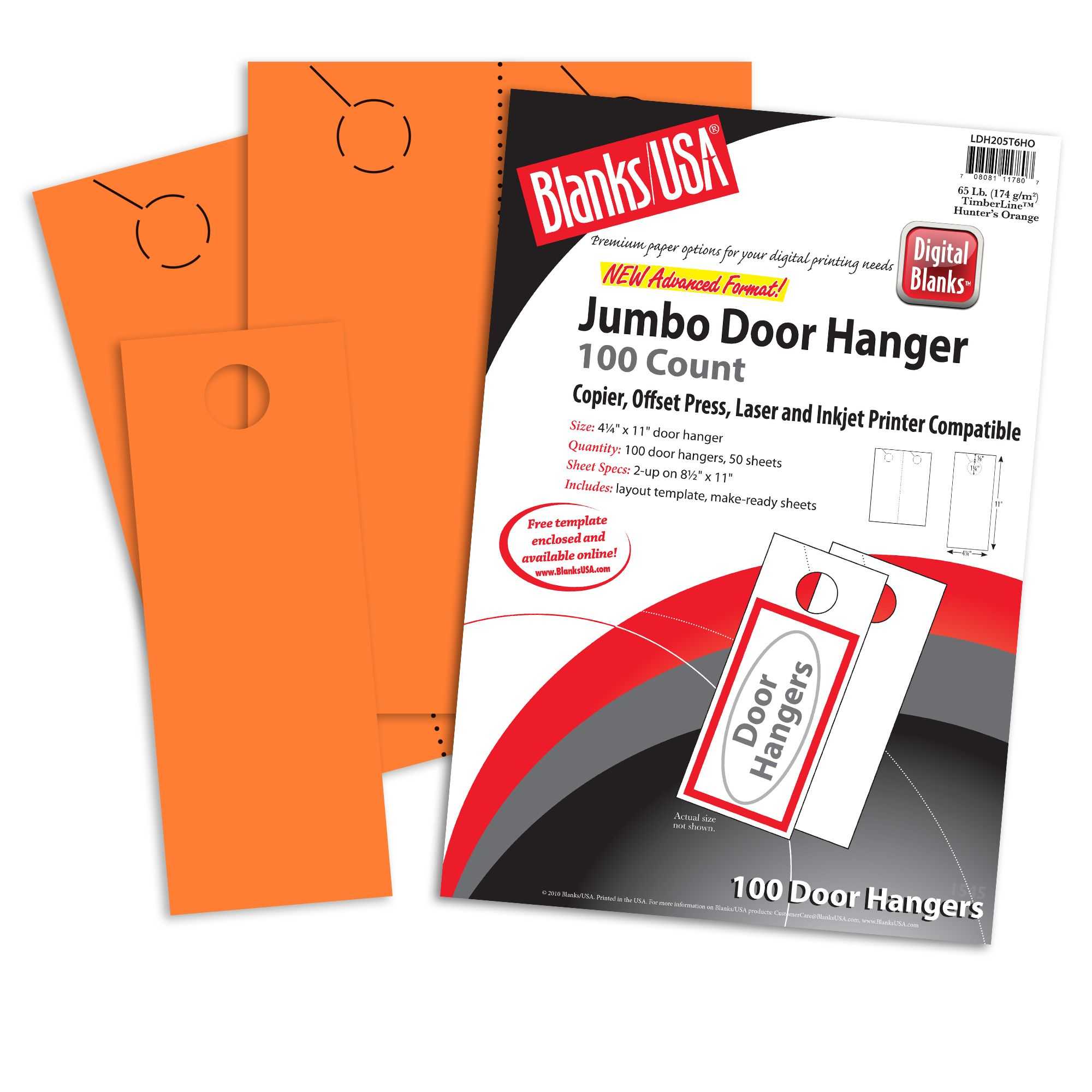 Blanks Usa Hunters Orange Jumbo Door Hangers – 8 1/2 X 11 In 65 Lb Cover  Pre Cut 50 Per Package With Regard To Blanks Usa Templates