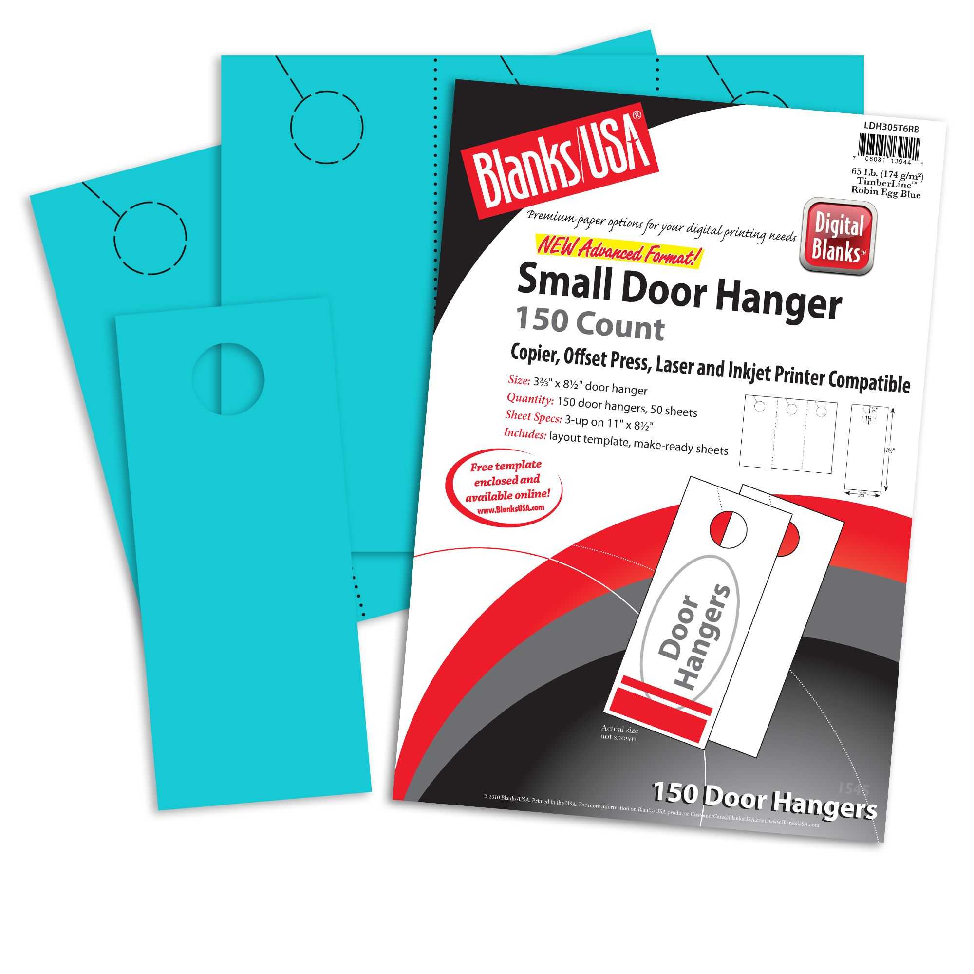 Blanks Usa Robin Egg Blue Small Door Hangers - 11 X 8 1/2 In 65 Lb Cover  Pre Cut 50 Per Package Within Blanks Usa Templates