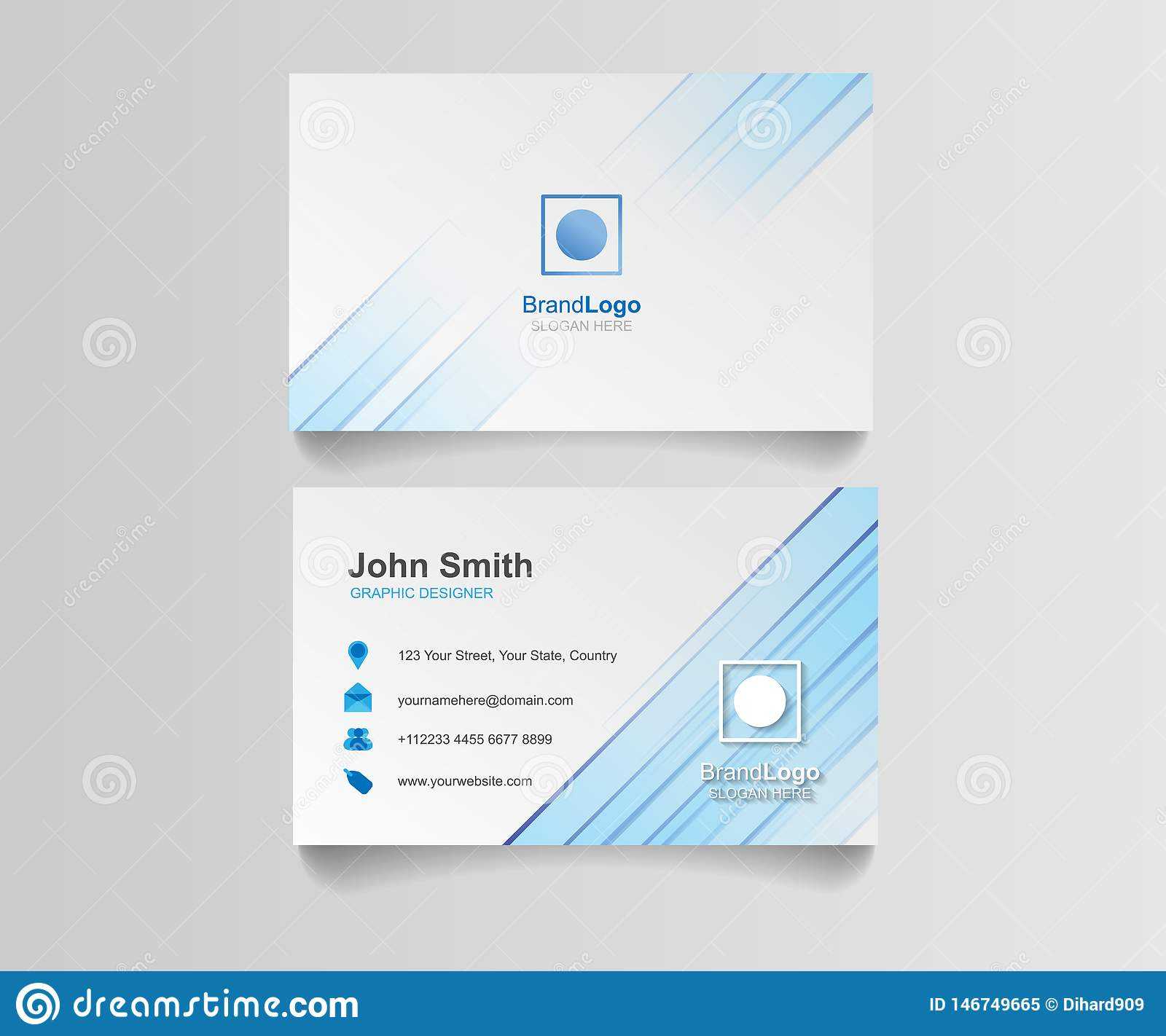 Blue Business Card Template Illustration Design. Identity Pertaining To Blank Business Card Template Download