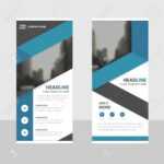 Blue Business Roll Up Banner Flat Design Template ,abstract Geometric.. With Pop Up Banner Design Template