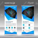 Blue Roll Up Banner Stand Template, Stand Design,banner Template,layout.. Intended For Banner Stand Design Templates