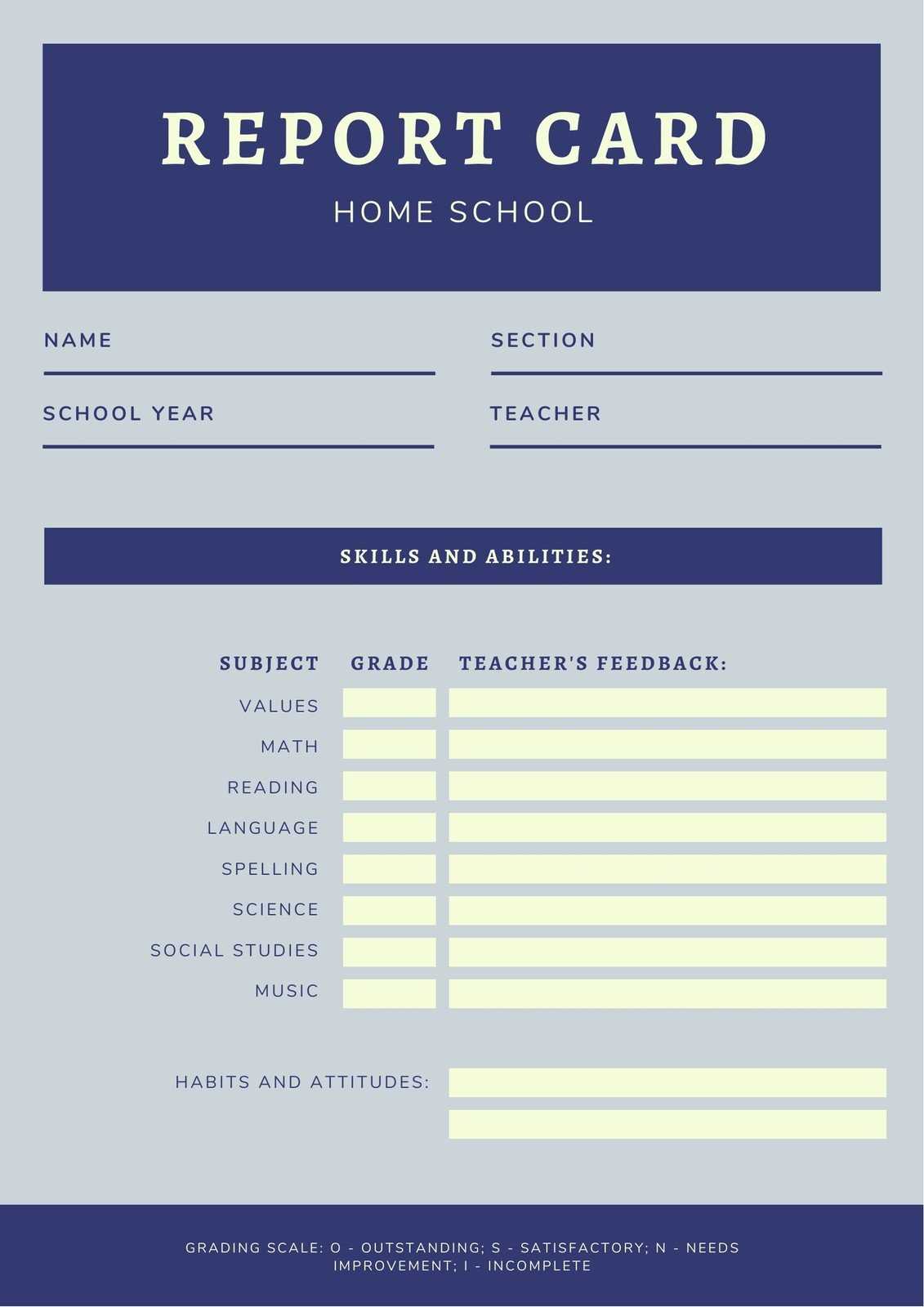 Blue Simple Homeschool Report Card – Templatescanva Throughout Homeschool Report Card Template
