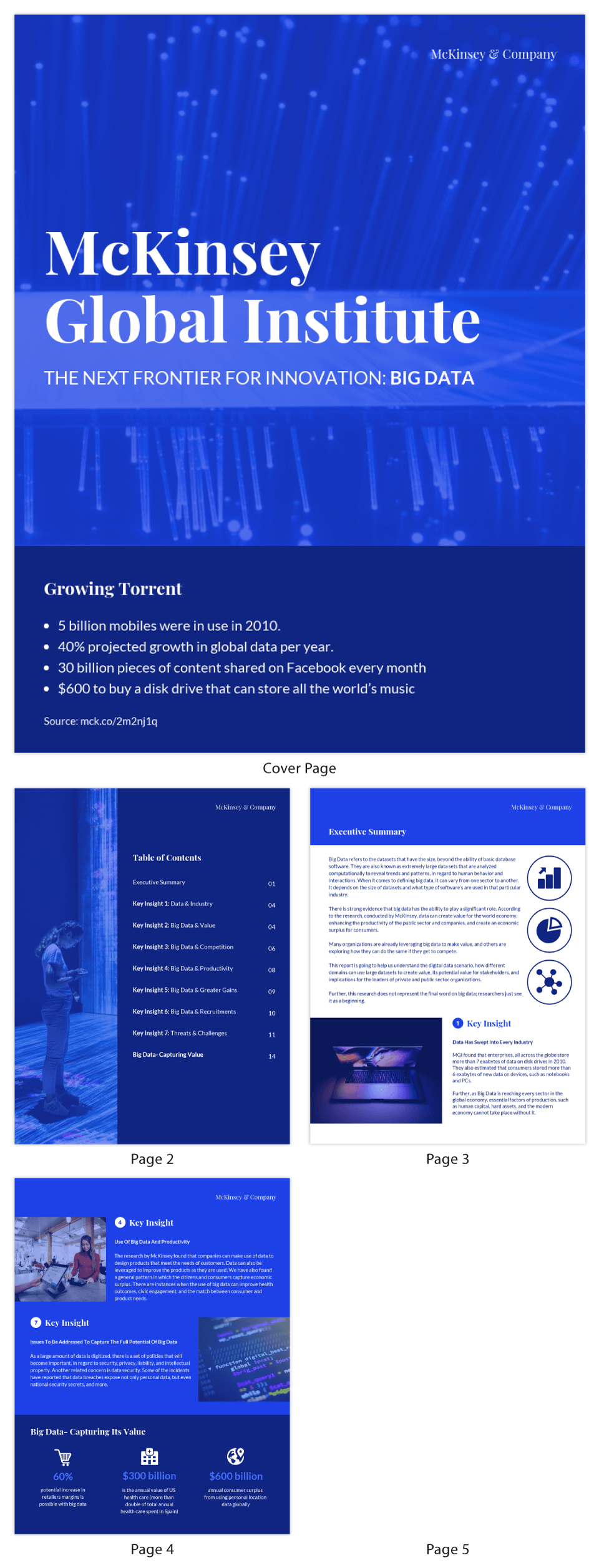 Blue Tech Mckinsey Consulting Report Template In Mckinsey Consulting Report Template