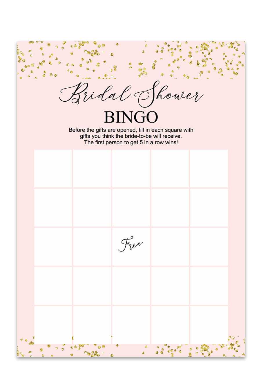 Blush And Confetti Bridal Shower Bingo – Chicfetti Inside Blank Bridal Shower Bingo Template