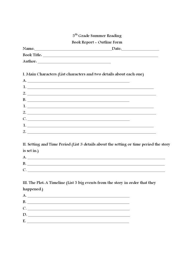 Book Report Template – 6 Free Templates In Pdf, Word, Excel In Book Report Template 6Th Grade