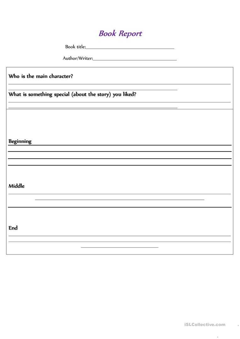 Book Report Template – English Esl Worksheets For Distance Inside Story Report Template