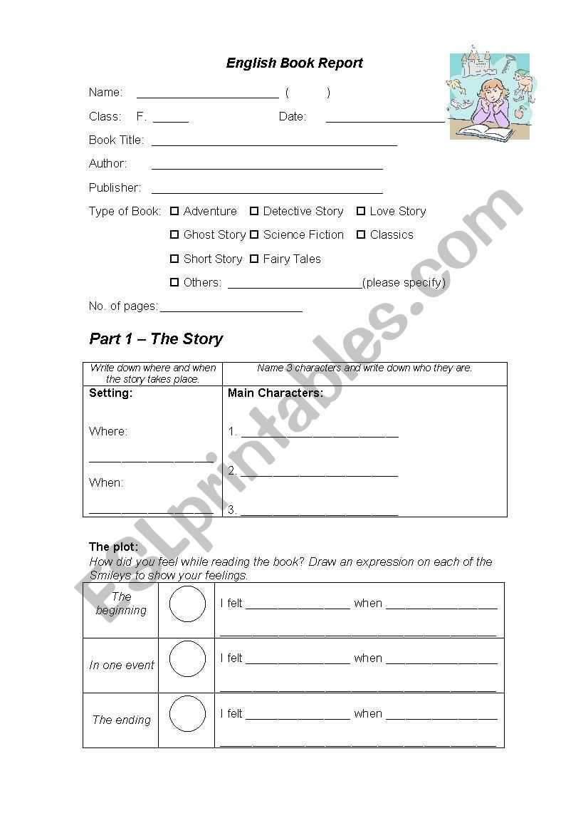 Book Report Template – Esl Worksheetfellowcoco In Story Report Template