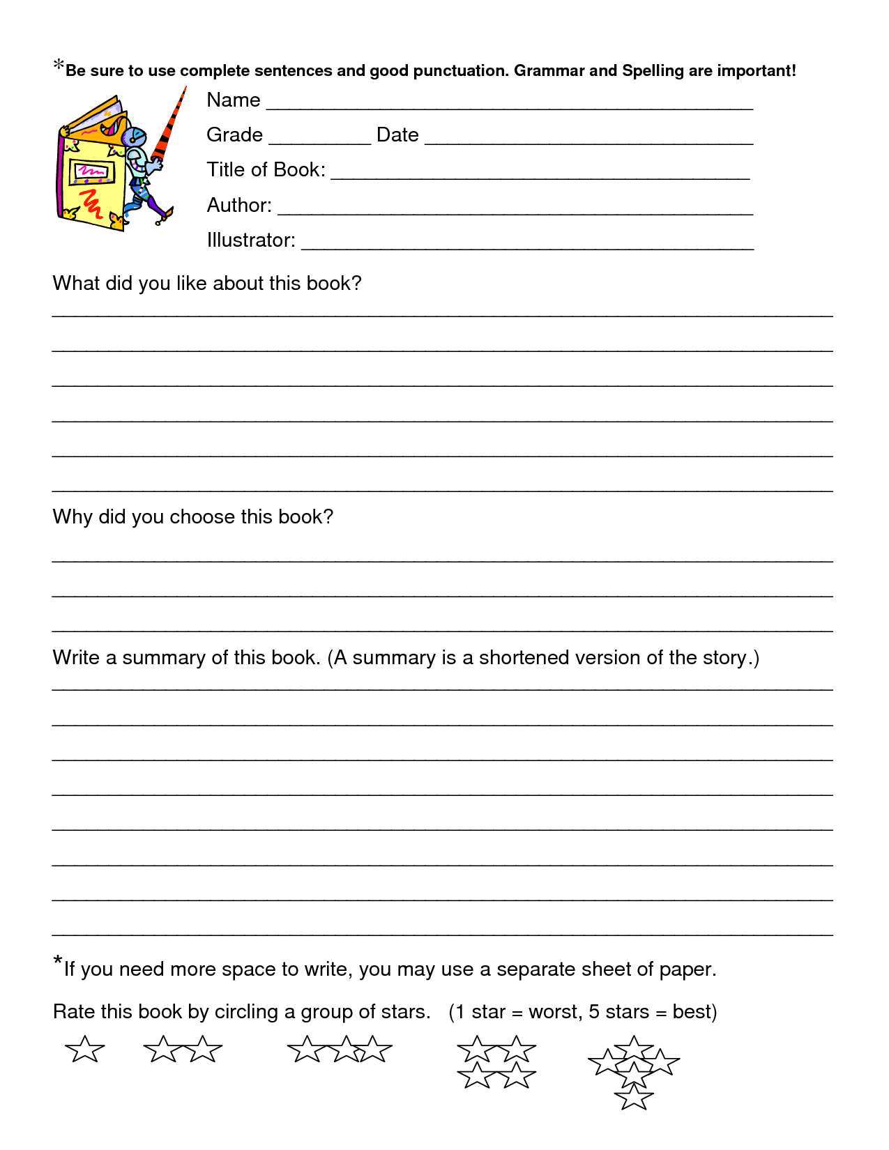 Book Review Worksheet Grade 5 | Printable Worksheets And For Book Report Template 5Th Grade