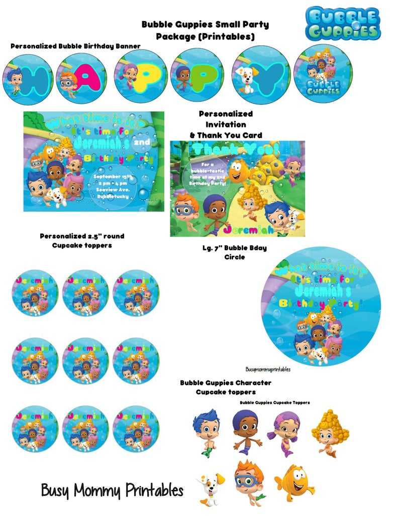 Bubble Guppies Party Package/ Bubble Guppies Birthday/ Personalized/digital  Download Regarding Bubble Guppies Birthday Banner Template