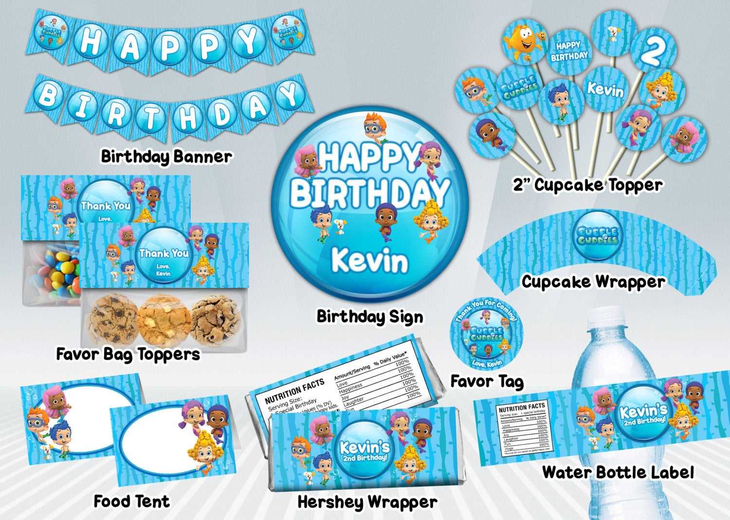 Bubble Guppies Printable Party Package – Blue Or Pink With Regard To Bubble Guppies Birthday Banner Template