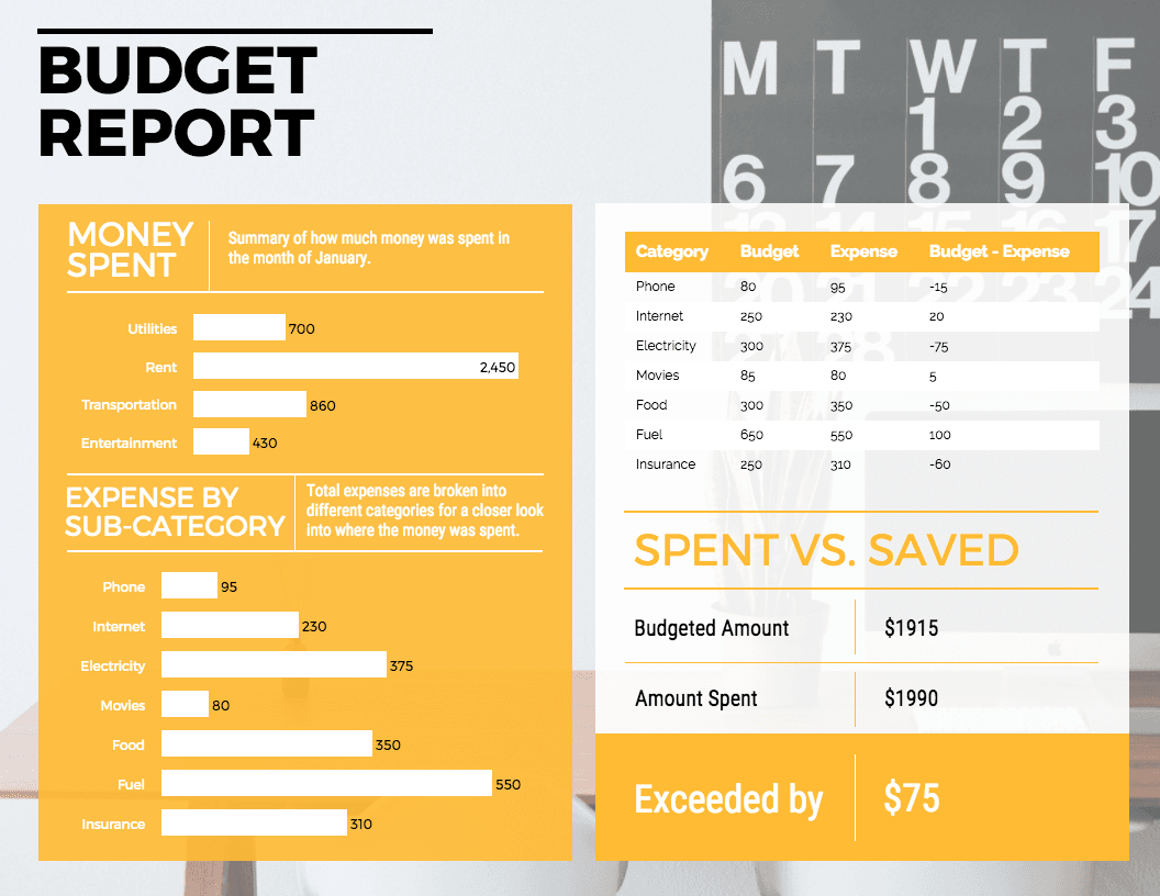 Budget Report Within Annual Budget Report Template