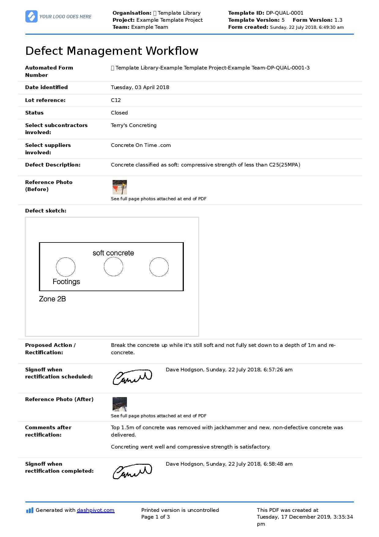 Building Defect Report: Free Sample And Editable Template Throughout Building Defect Report Template