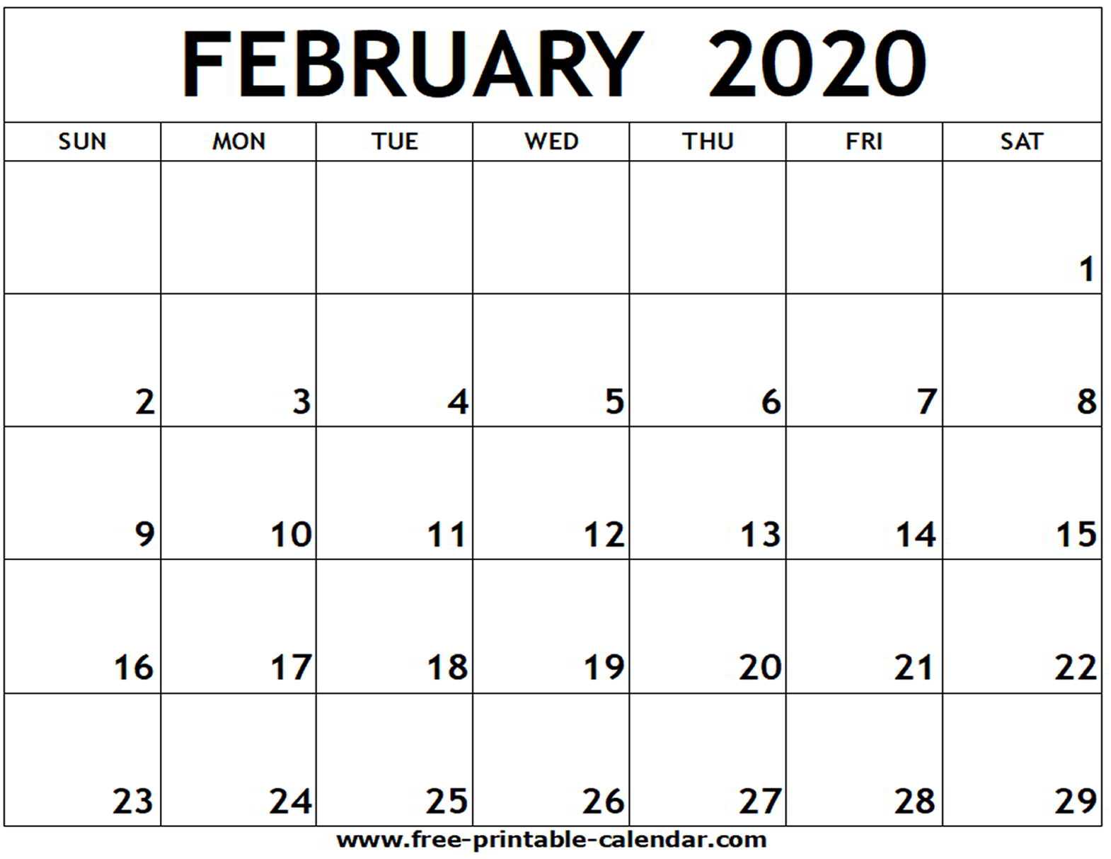 Calendar Template February 2020 – Oflu.bntl Within Full Page Blank Calendar Template