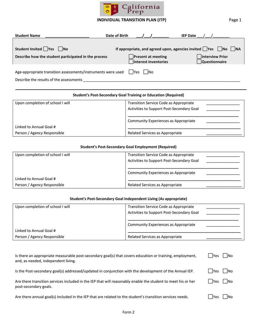 California Prep – Calprep Blank Iep Docs – Page 3 – Created For Blank Iep Template