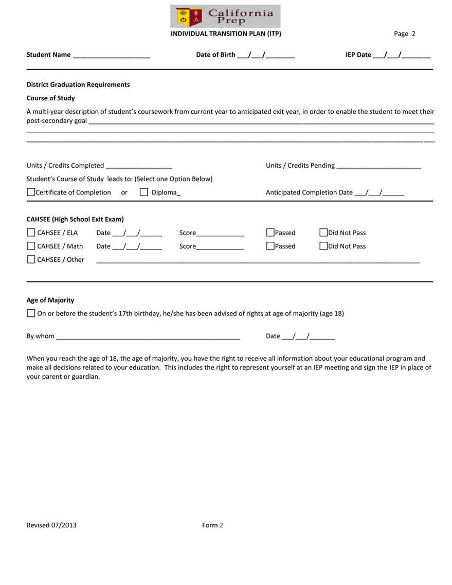 California Prep – Calprep Blank Iep Docs – Page 4 – Created With Regard To Blank Iep Template