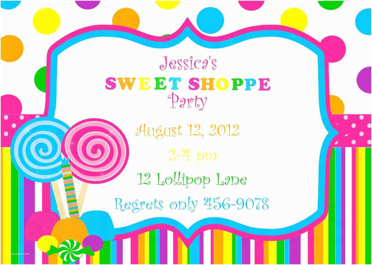Candyland Birthday Invitations Printable Sweet Shoppe Invite Throughout Blank Candyland Template