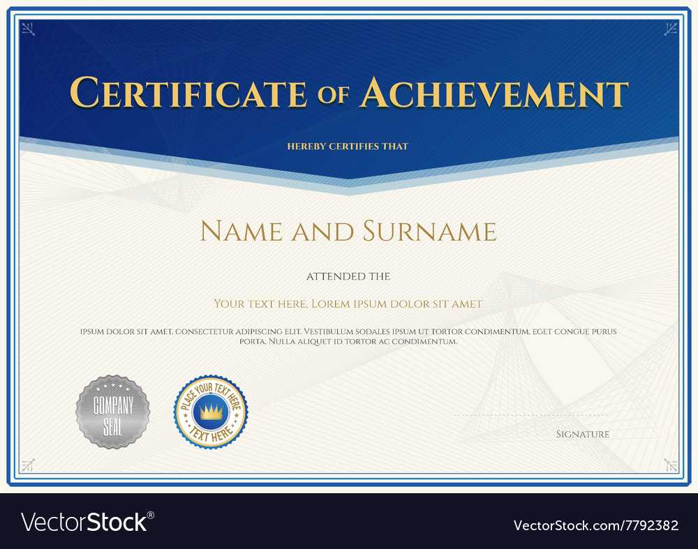 Certificate Achievement Template Blue Theme With Blank Certificate Of Achievement Template