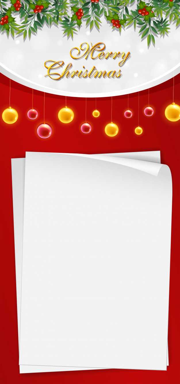 Christmas Card Template With Blank Paper And Mistletoes Throughout Blank Christmas Card Templates Free