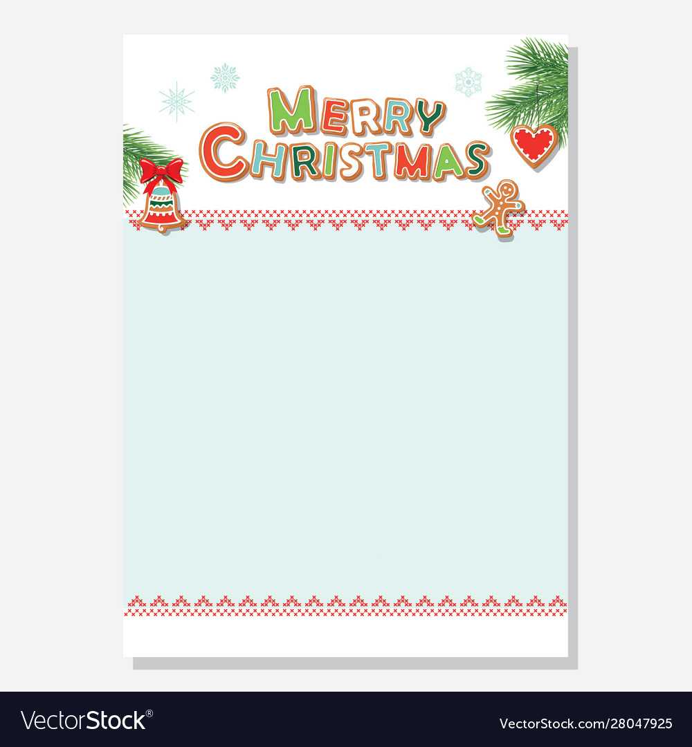 Christmas Santa Letter Blank Template A4 Decorated Regarding Blank Letter From Santa Template