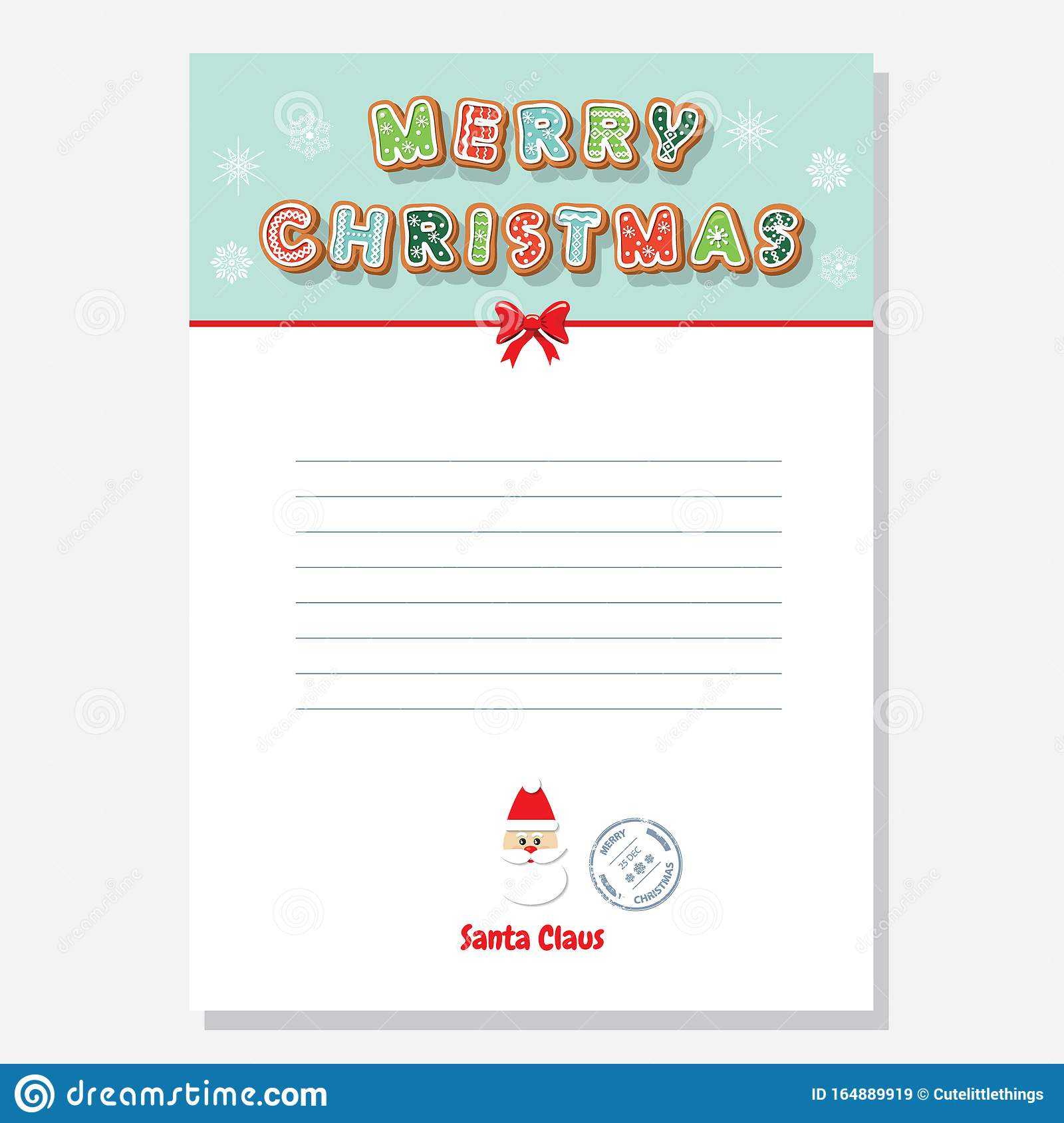 Christmas Santa Letter Blank Template A4 Decorated With For Blank Letter From Santa Template