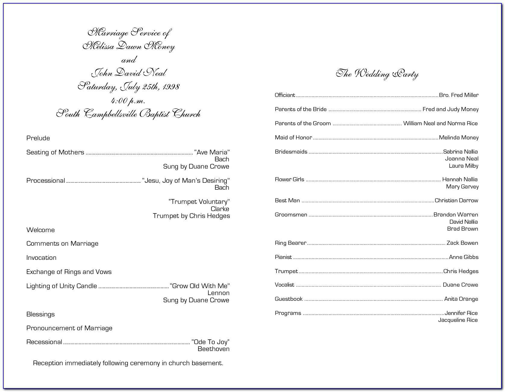 Church Wedding Program Template Free | Marseillevitrollesrugby Inside Free Printable Wedding Program Templates Word