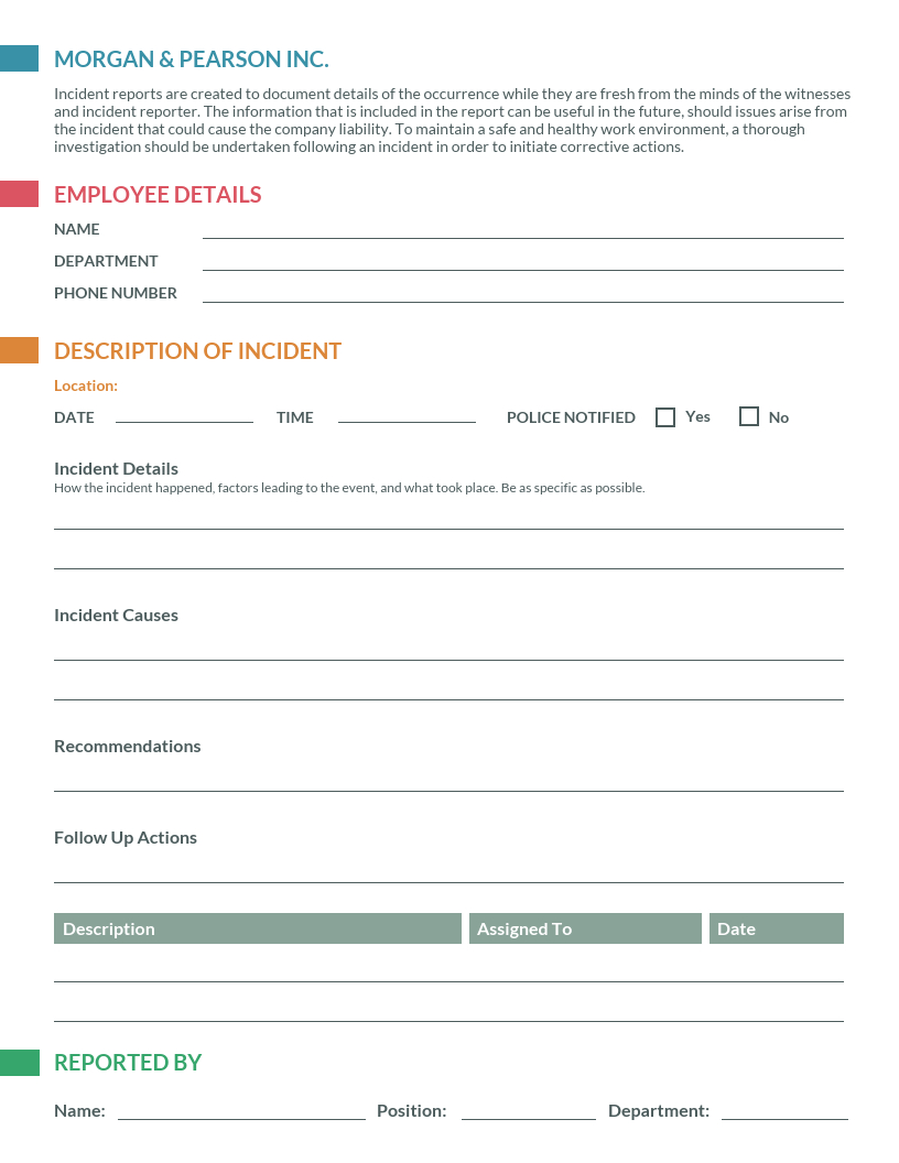 Clean Incident Report Template With It Incident Report Template