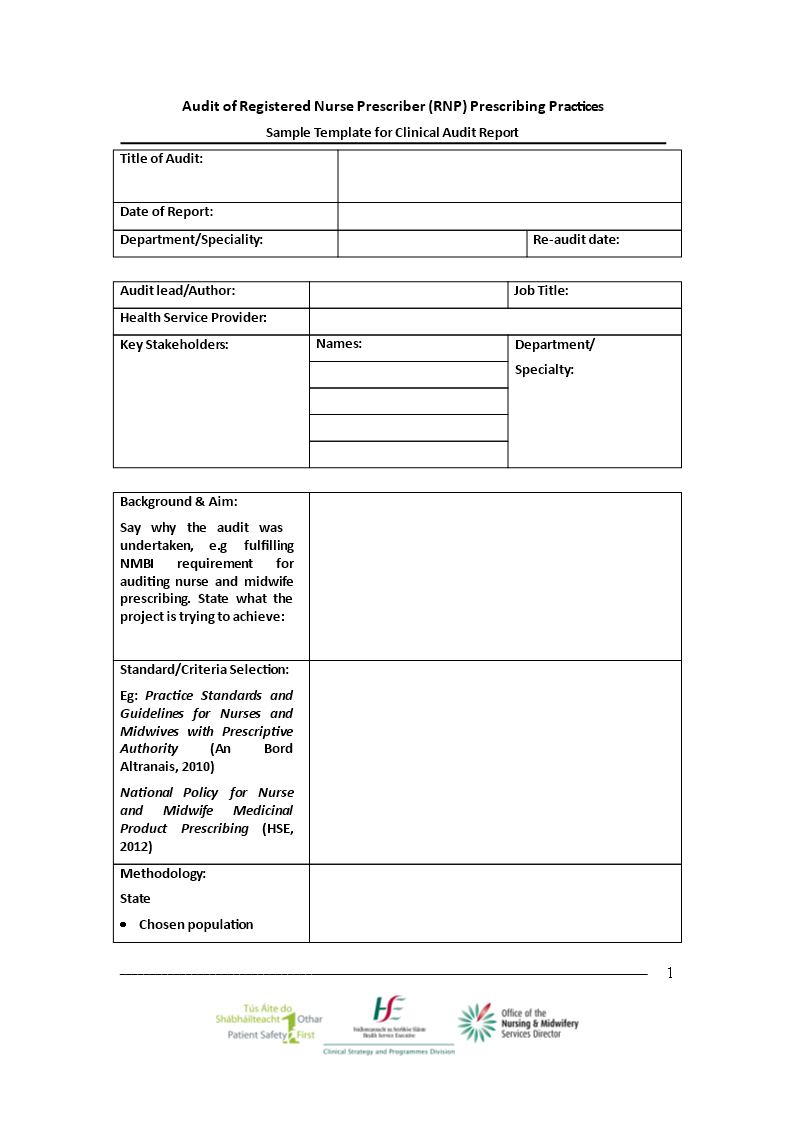 Clinical Audit | Templates At Allbusinesstemplates With Regard To Nurse Report Template