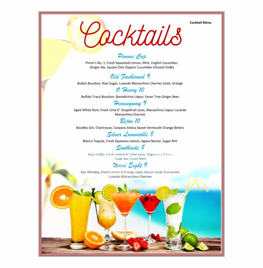 Cocktail Drinks Menu Template Free 239534 – Cocktail Menu With Cocktail Menu Template Word Free