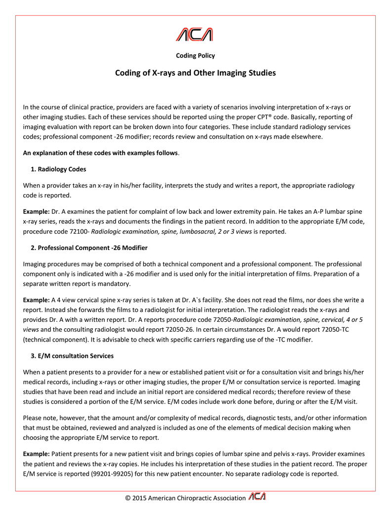 Coding Of X Rays And Other Imaging Studies Inside Chiropractic X Ray Report Template