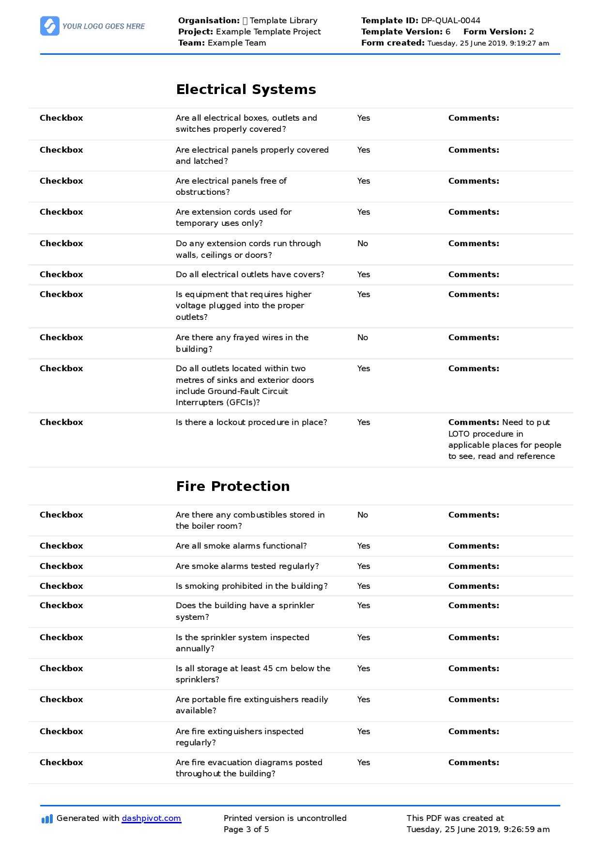 Commercial Property Inspection Checklist Template (Use It Within Commercial Property Inspection Report Template