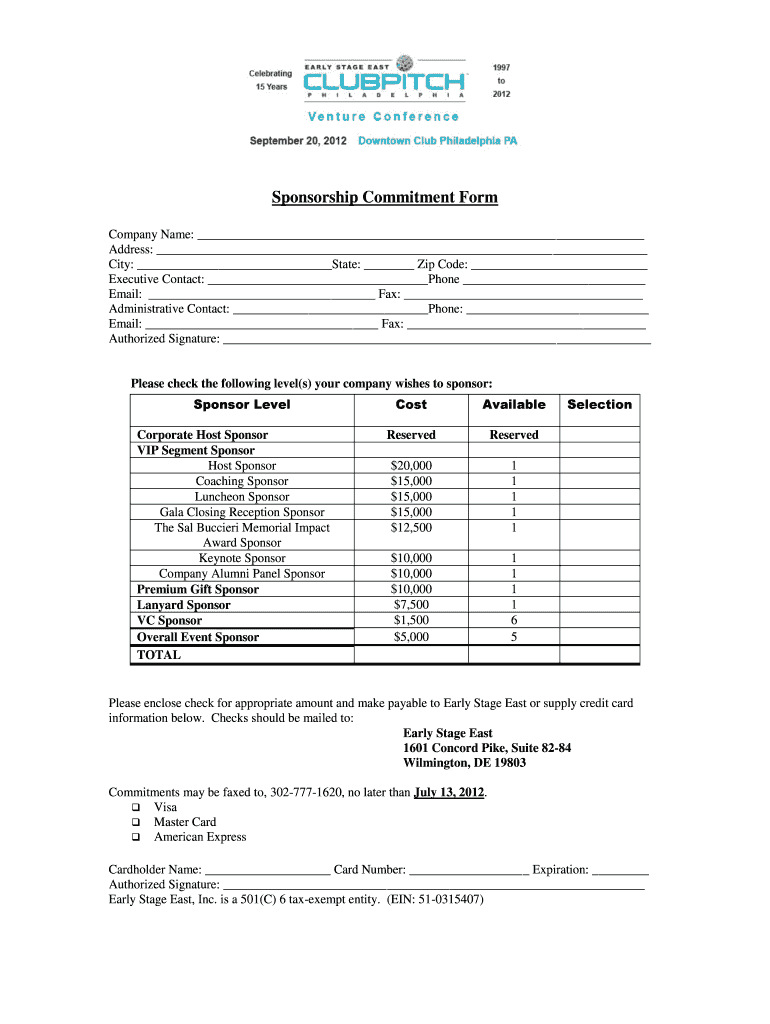 Commitment Form Template – Fill Online, Printable, Fillable Intended For Blank Sponsorship Form Template