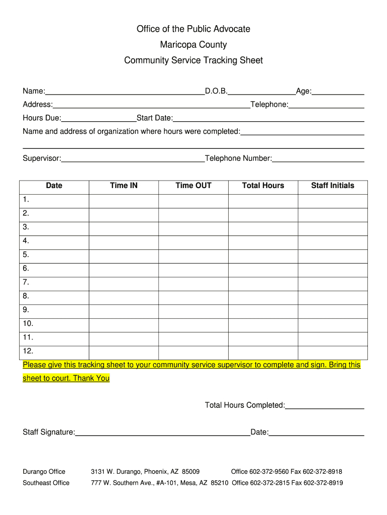 Community Service Sheet – Fill Online, Printable, Fillable With Regard To Community Service Template Word