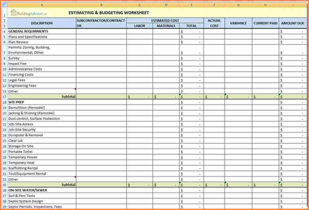 Construction Cost Tracking Spreadsheet House Expenses Excel Throughout Construction Cost Report Template