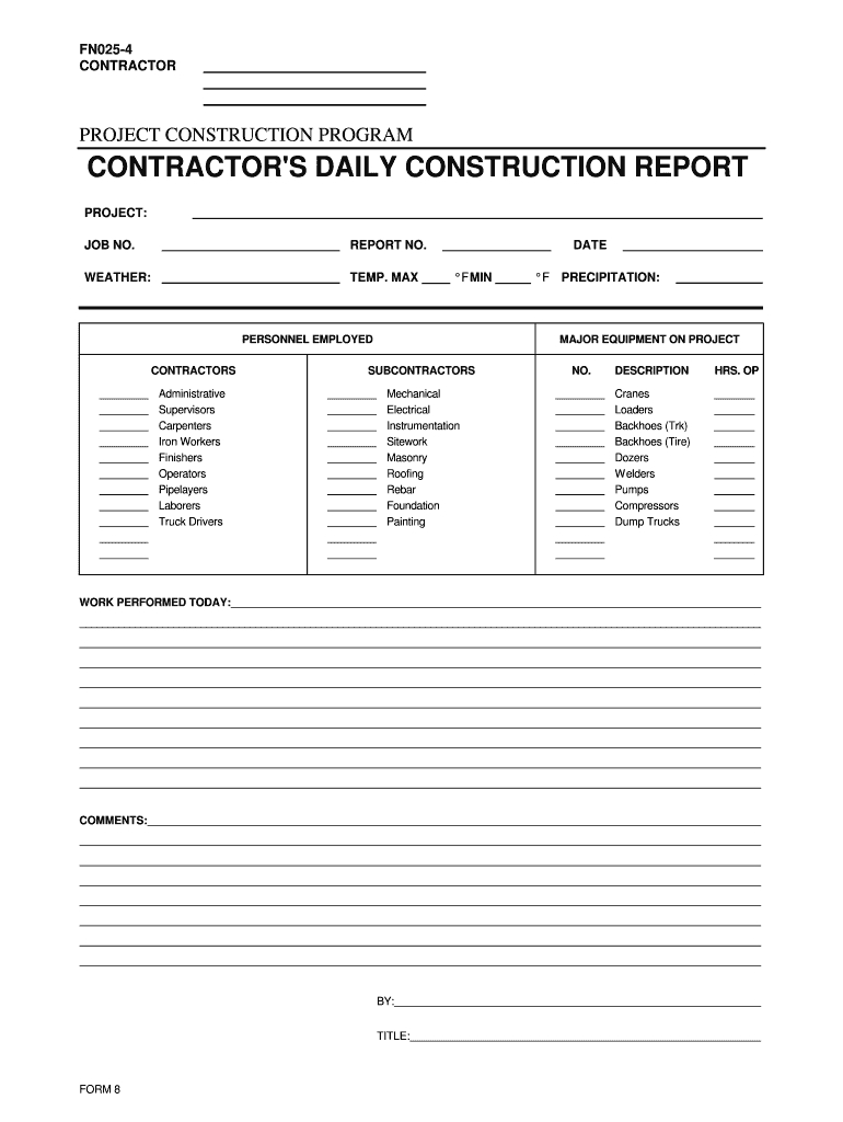 Construction Daily Report Template Excel - Fill Online For Superintendent Daily Report Template