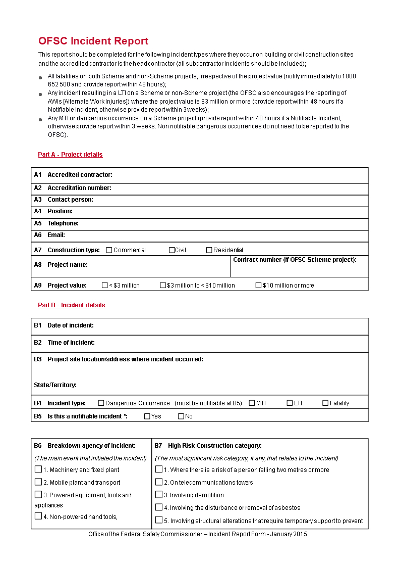 Construction Incident Report Form | Templates At Inside Construction Accident Report Template