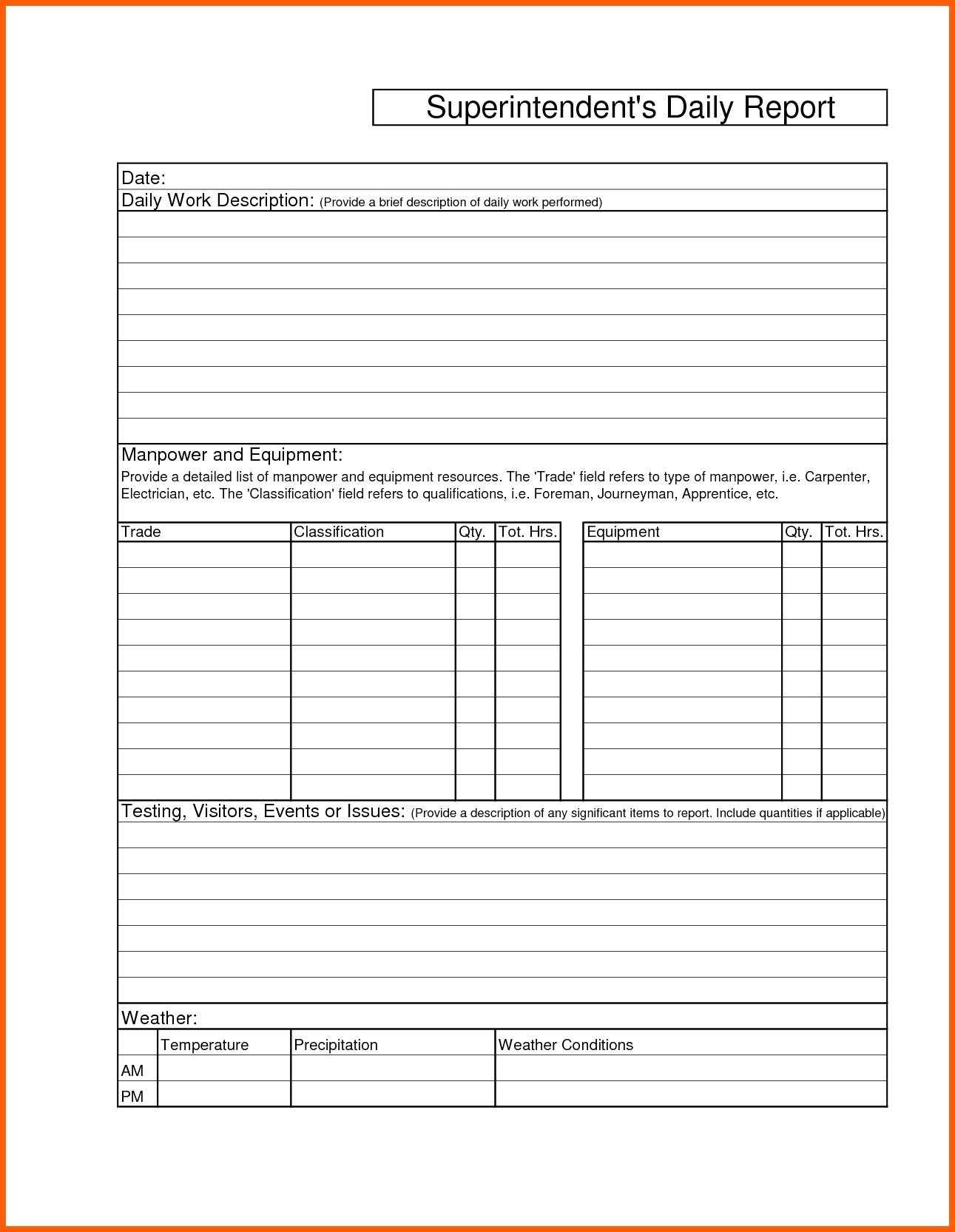Construction Reports Template – Refat Inside Superintendent Daily Report Template