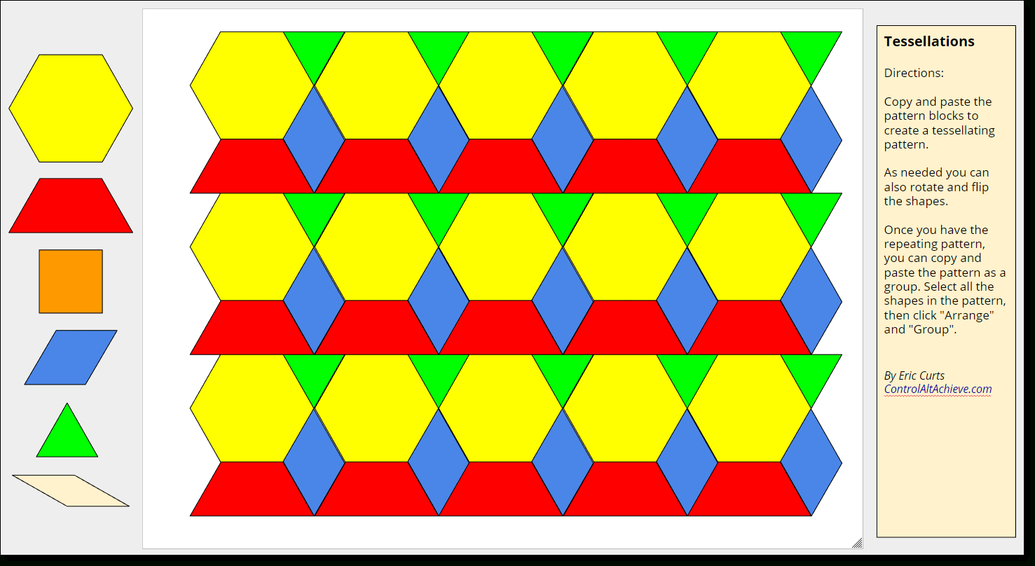 Control Alt Achieve: Pattern Block Templates And Activities Throughout Blank Pattern Block Templates