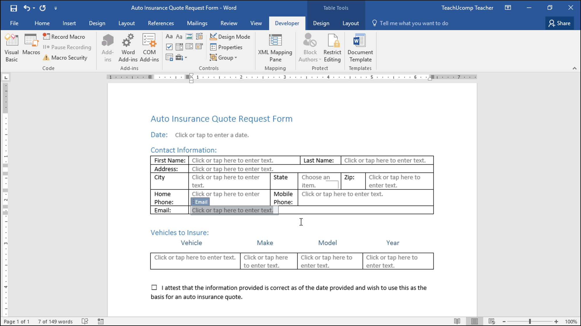 Create A Form In Word  Instructions And Video Lesson Intended For Creating Word Templates 2013