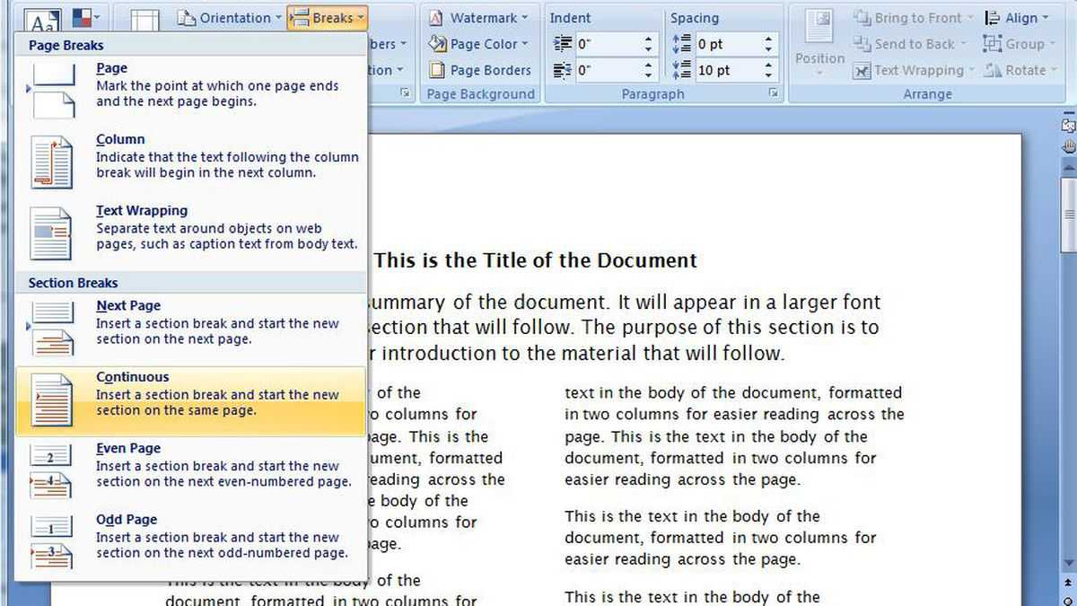 Create A Two Column Document Template In Microsoft Word – Cnet For Booklet Template Microsoft Word 2007