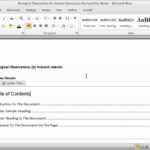 Creating A Table Of Contents In A Word Document – Part 1 Throughout Contents Page Word Template