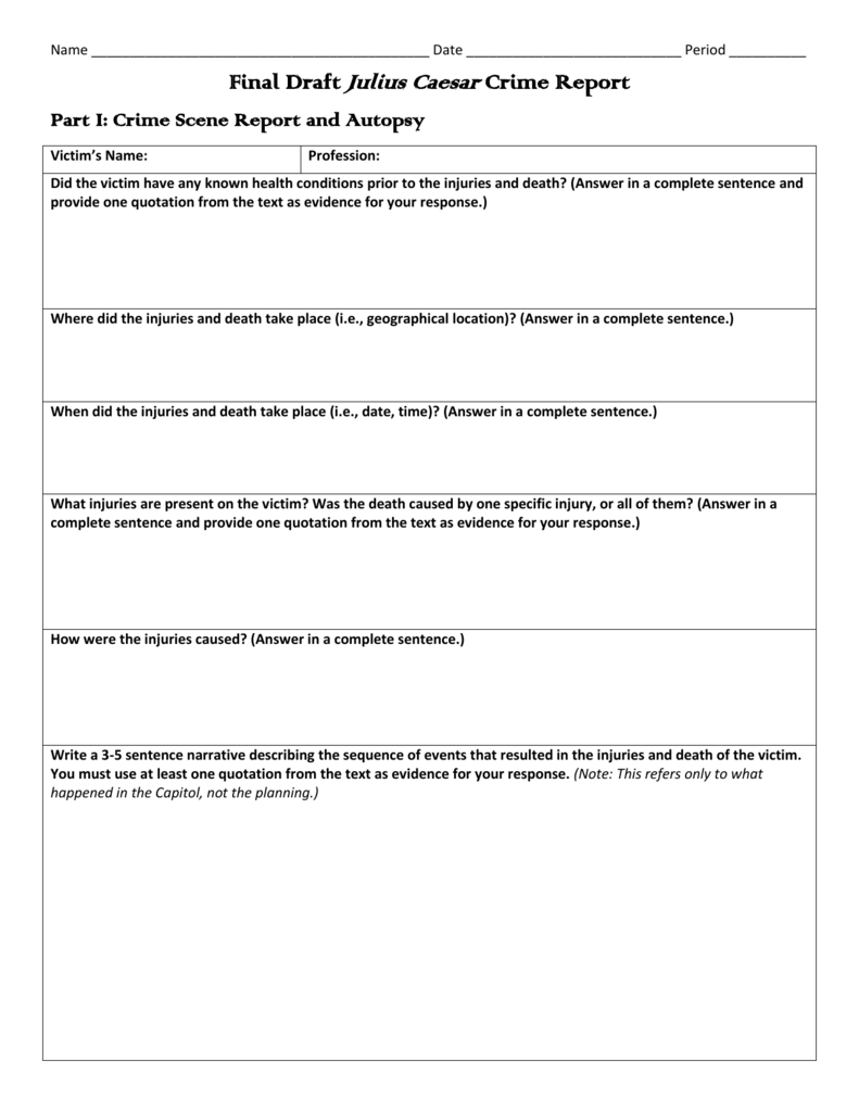 Crime Scene Report And Autopsy Pertaining To Crime Scene Report Template