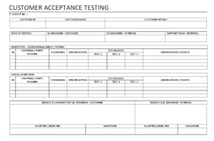 Customer Acceptance Testing - in Acceptance Test Report Template