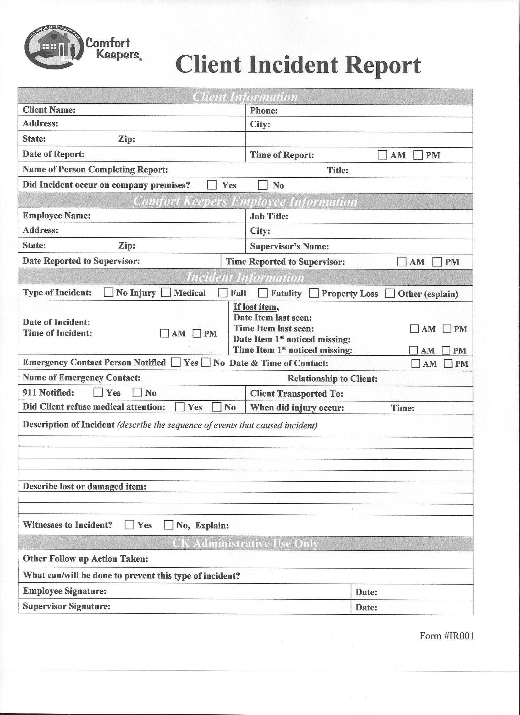 Customer Incident Report Form – Tomope.zaribanks.co Throughout Generic Incident Report Template