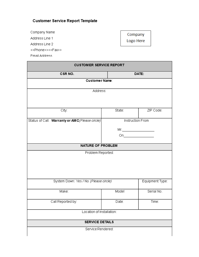 Customer Service Report Template | Templates At Pertaining To Customer Contact Report Template