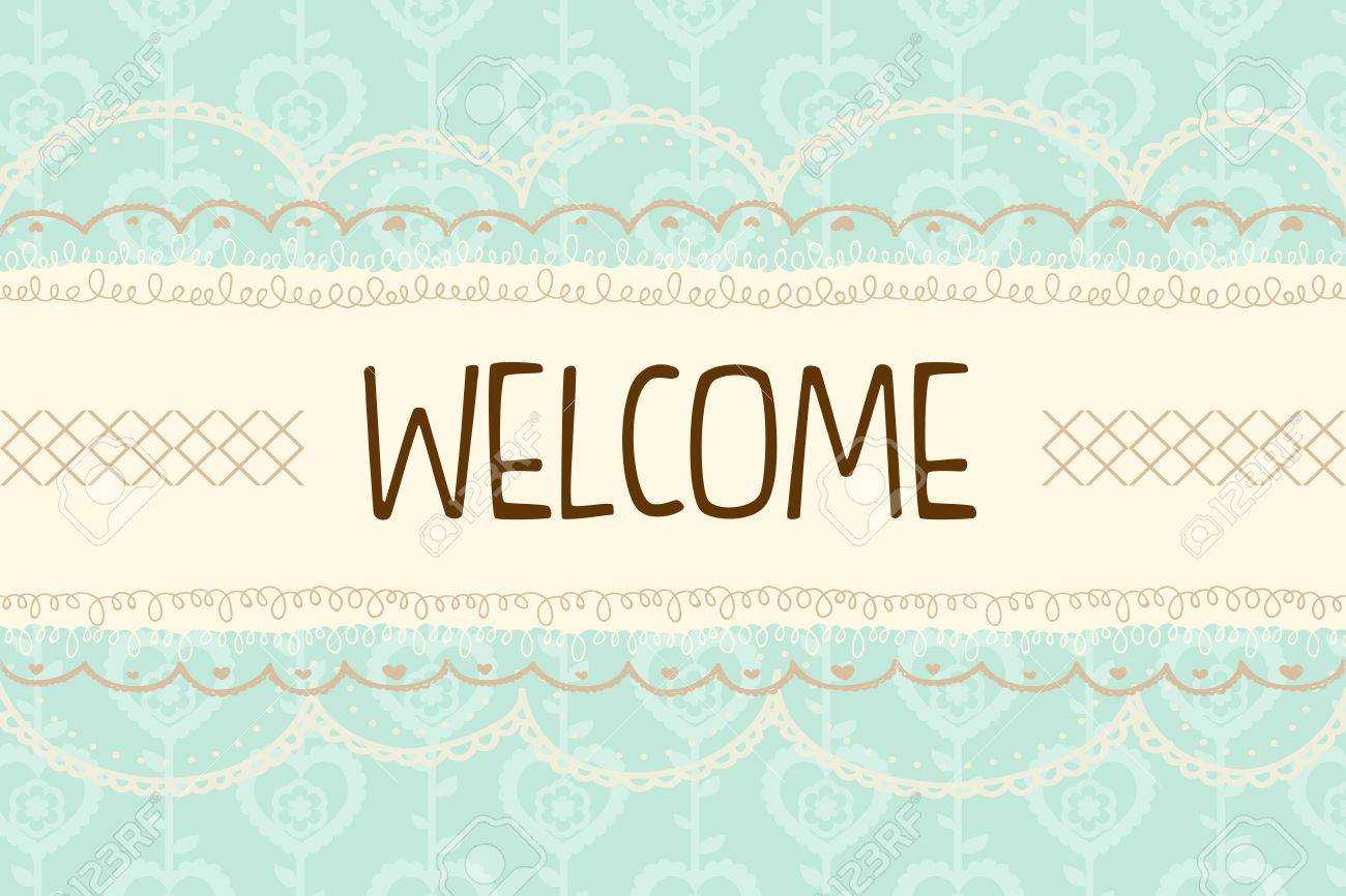 Cute Pastel Mint And Yellow With Laces Welcome Background Banner.. Intended For Welcome Banner Template