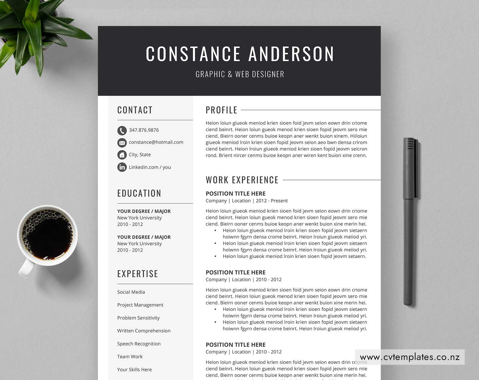 Cv Template For Ms Word, Curriculum Vitae, Professional Cv Template Design,  Editable Cv Template, Cover Letter, References, 1, 2 And 3 Page Resume Inside Free Downloadable Resume Templates For Word